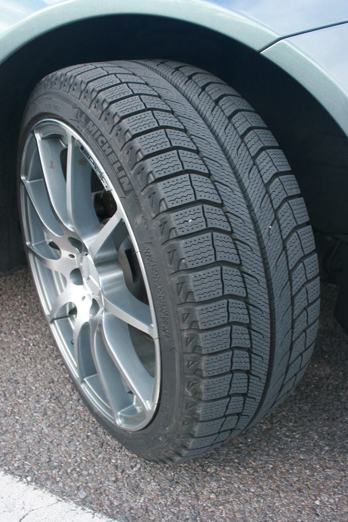 Brand new tyre fitted on an alloy wheel